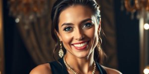 Portret al unei celebrități de succes, zâmbind.